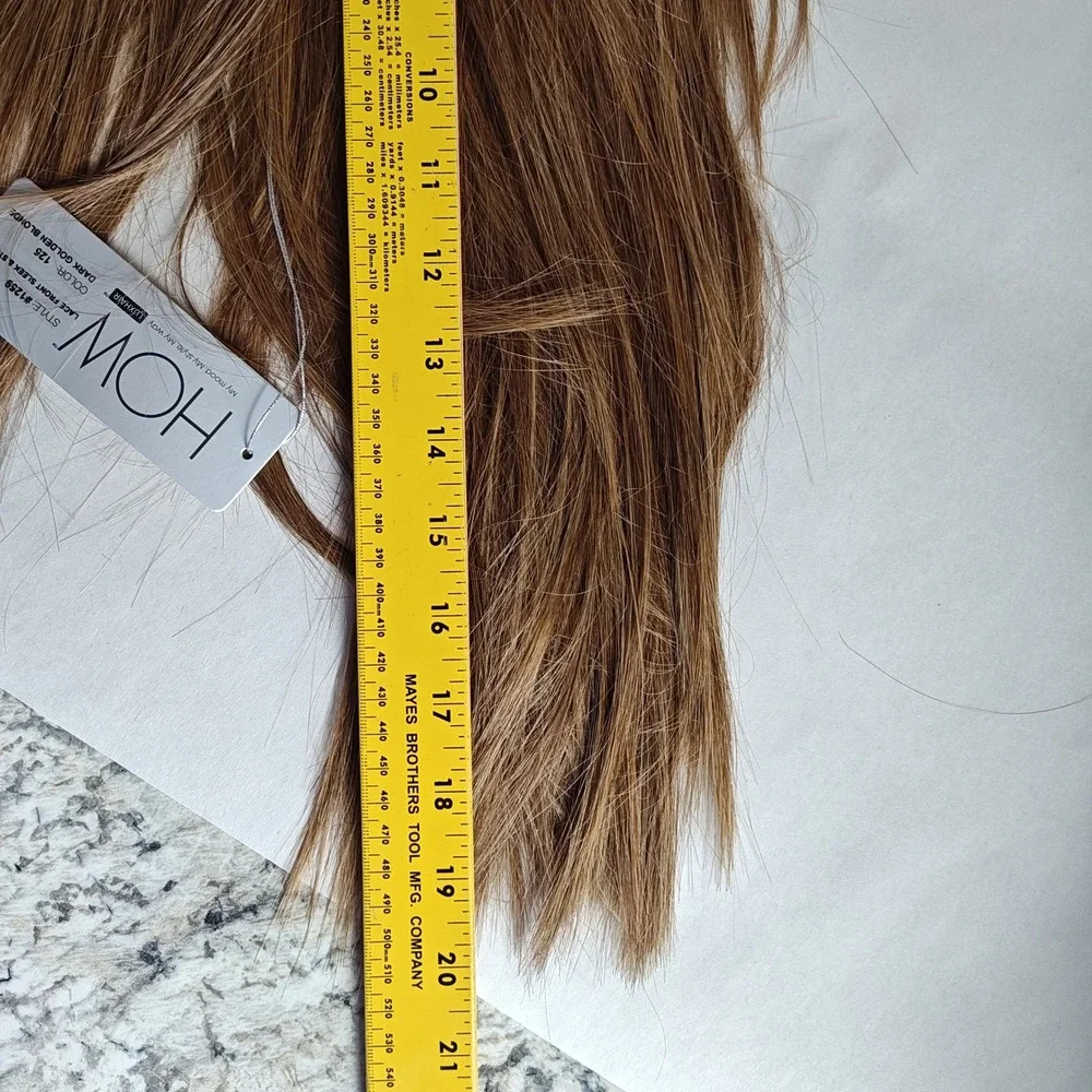 HOW Tabatha Coffey Lace Front Wig Women Dark Golden Blonde Sleek Straight 1259